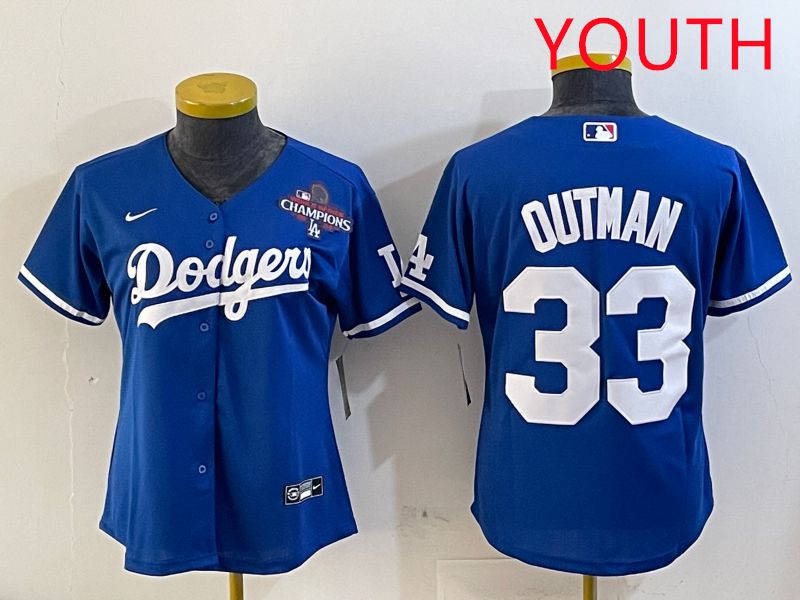 Youth Los Angeles Dodgers #33 Outman Blue Game 2025 Nike MLB Jersey style 4
